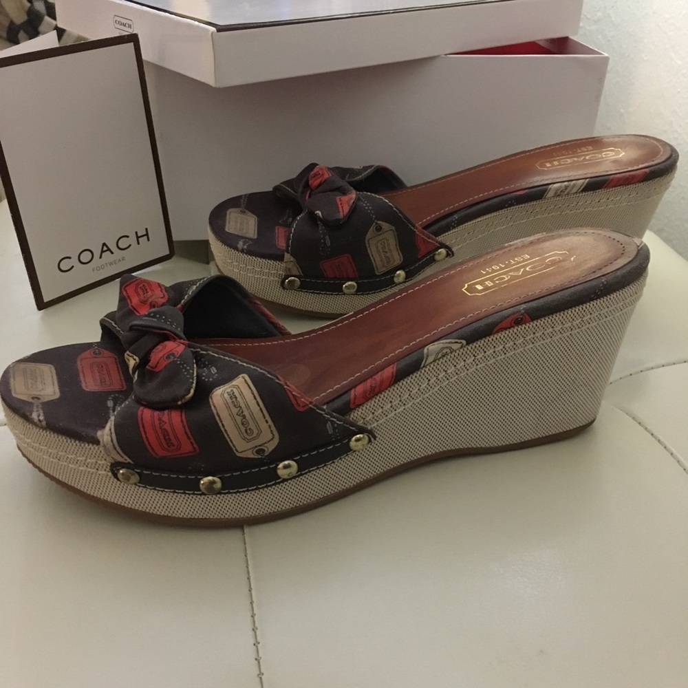 Vintage Coach Peep Toe Wedge Heels